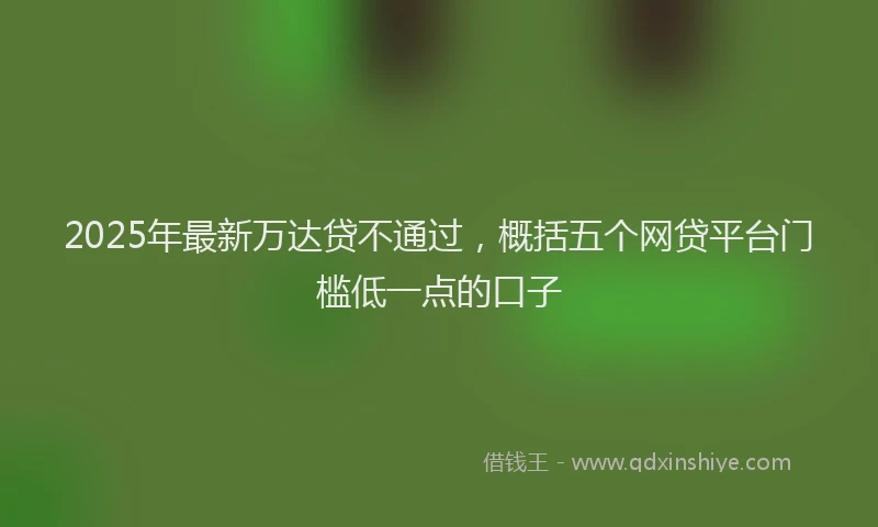 2025年最新万达贷不通过，概括五个网贷平台门槛低一点的口子