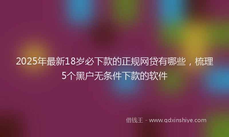 2025年最新18岁必下款的正规网贷有哪些，梳理5个黑户无条件下款的软件