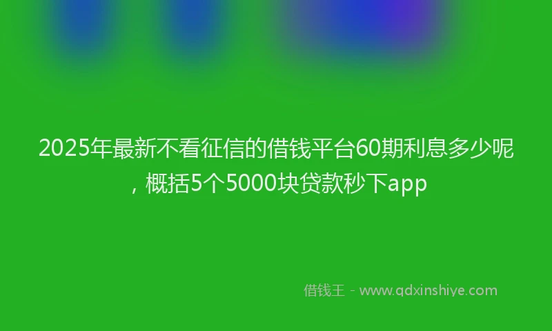 2025年最新不看征信的借钱平台60期利息多少呢，概括5个5000块贷款秒下app