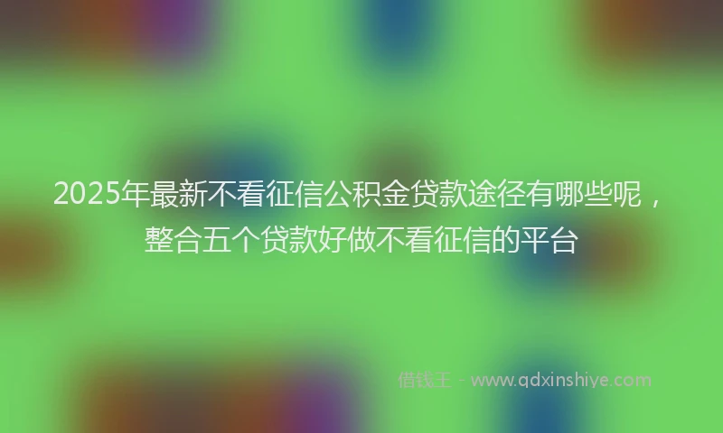 2025年最新不看征信公积金贷款途径有哪些呢，整合五个贷款好做不看征信的平台
