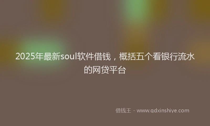 2025年最新soul软件借钱，概括五个看银行流水的网贷平台