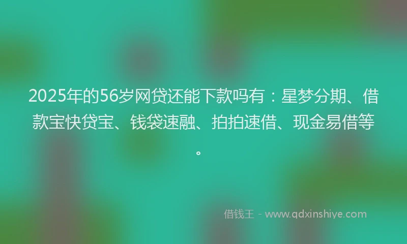 2025年的56岁网贷还能下款吗有：星梦分期、借款宝快贷宝、钱袋速融、拍拍速借、现金易借等。