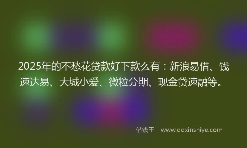 2025年的不愁花贷款好下款么有：新浪易借、钱速达易、大城小爱、微粒分期、现金贷速融等。