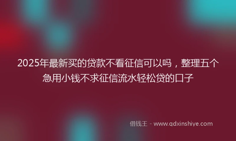2025年最新买的贷款不看征信可以吗，整理五个急用小钱不求征信流水轻松贷的口子