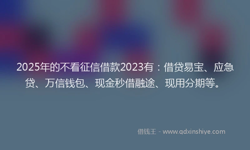 2025年的不看征信借款2023有：借贷易宝、应急贷、万信钱包、现金秒借融途、现用分期等。