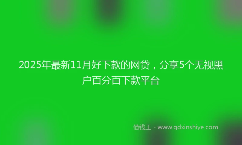 2025年最新11月好下款的网贷，分享5个无视黑户百分百下款平台