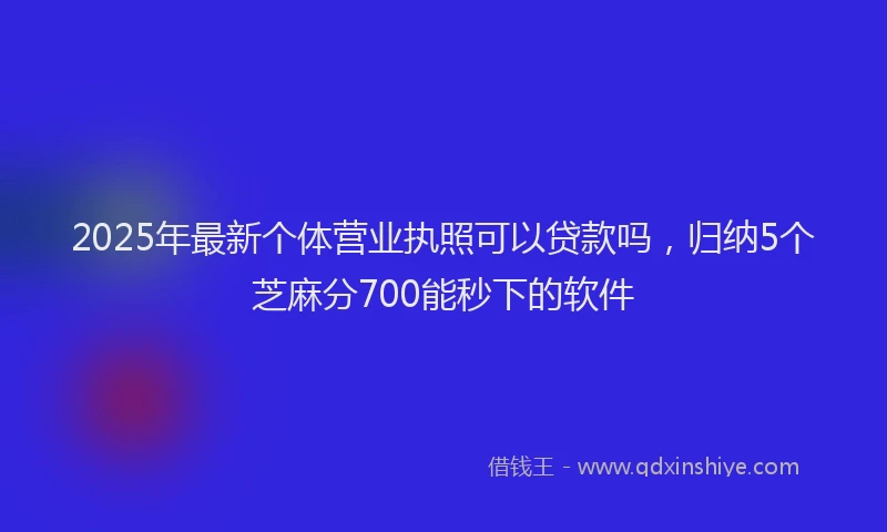 2025年最新个体营业执照可以贷款吗，归纳5个芝麻分700能秒下的软件