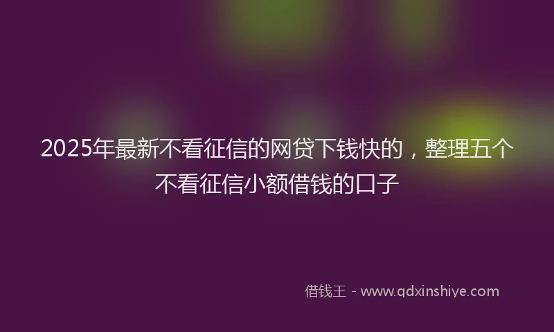 2025年最新不看征信的网贷下钱快的，整理五个不看征信小额借钱的口子