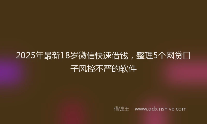 2025年最新18岁微信快速借钱，整理5个网贷口子风控不严的软件