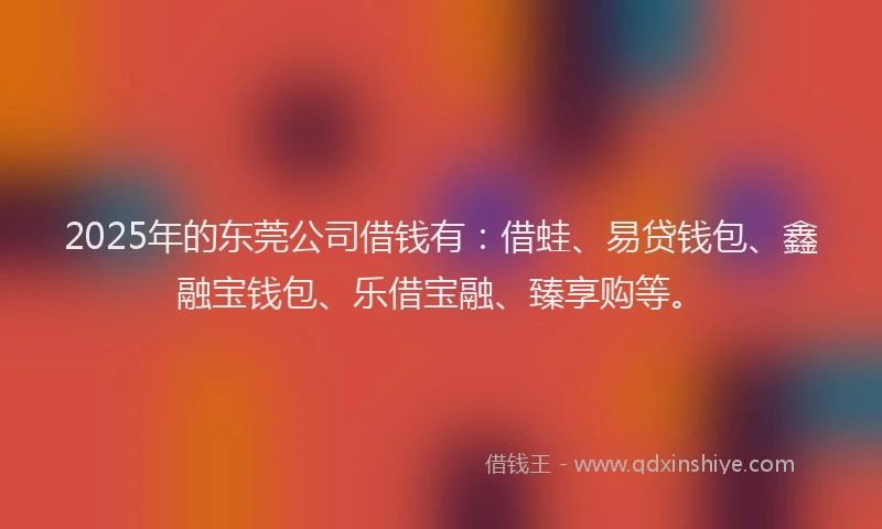 2025年的东莞公司借钱有：借蛙、易贷钱包、鑫融宝钱包、乐借宝融、臻享购等。
