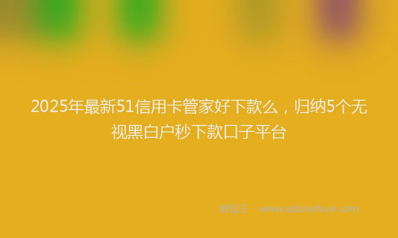 2025年最新51信用卡管家好下款么，归纳5个无视黑白户秒下款口子平台