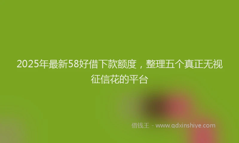 2025年最新58好借下款额度，整理五个真正无视征信花的平台