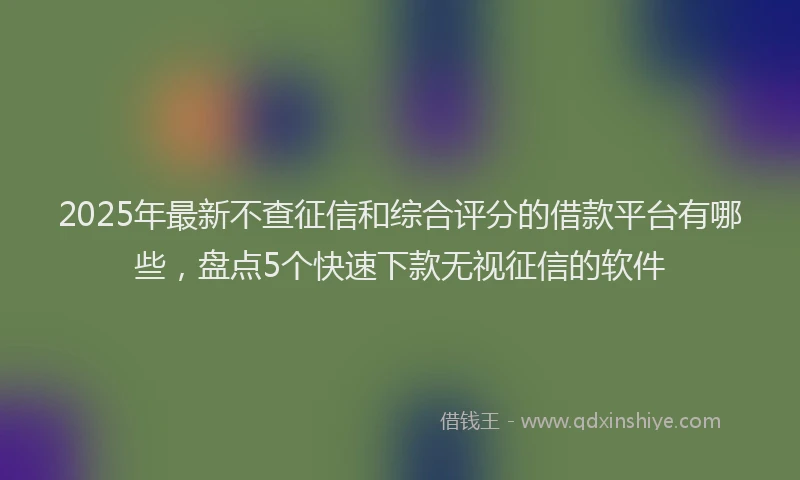 2025年最新不查征信和综合评分的借款平台有哪些，盘点5个快速下款无视征信的软件