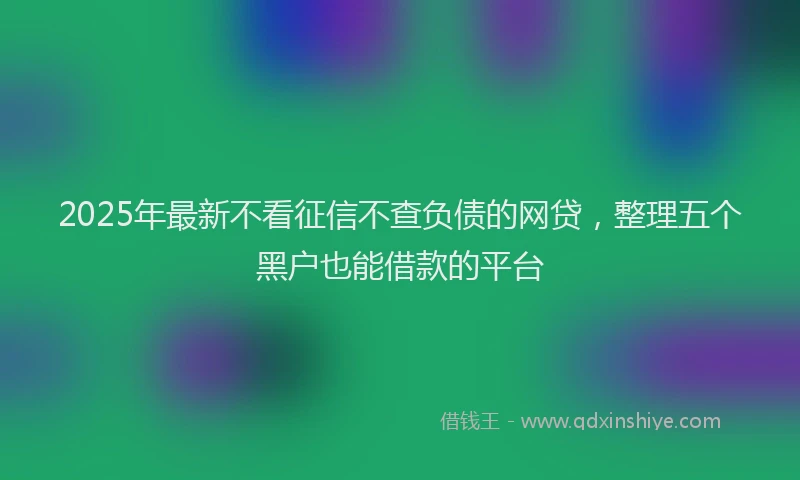 2025年最新不看征信不查负债的网贷，整理五个黑户也能借款的平台