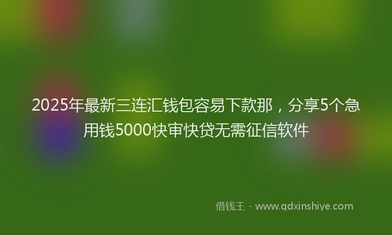 2025年最新三连汇钱包容易下款那，分享5个急用钱5000快审快贷无需征信软件