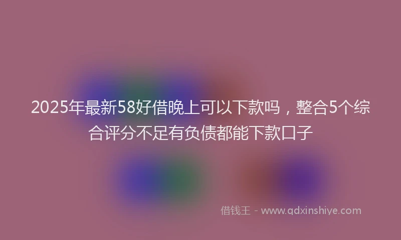 2025年最新58好借晚上可以下款吗，整合5个综合评分不足有负债都能下款口子