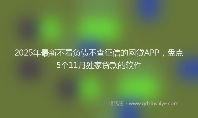 2025年最新不看负债不查征信的网贷APP，盘点5个11月独家贷款的软件