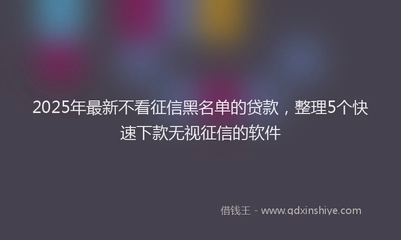 2025年最新不看征信黑名单的贷款，整理5个快速下款无视征信的软件