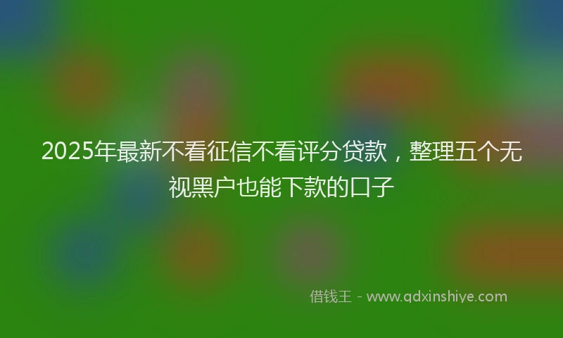 2025年最新不看征信不看评分贷款，整理五个无视黑户也能下款的口子
