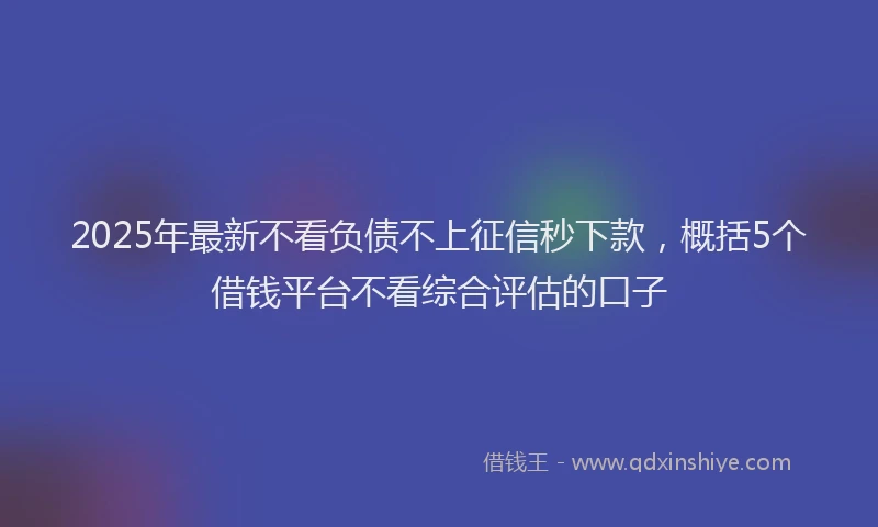 2025年最新不看负债不上征信秒下款，概括5个借钱平台不看综合评估的口子