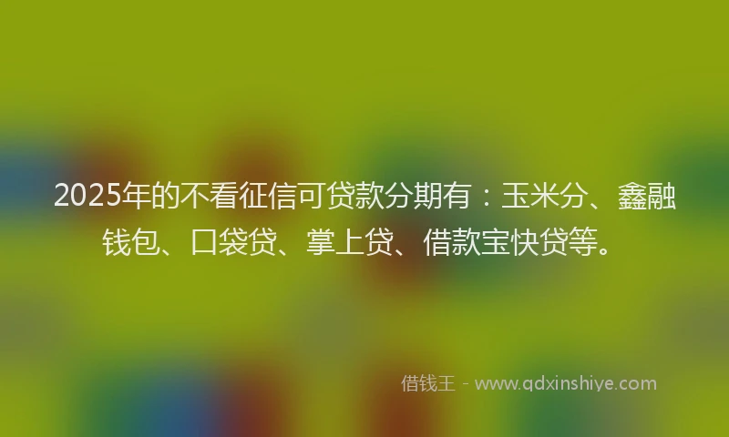 2025年的不看征信可贷款分期有：玉米分、鑫融钱包、口袋贷、掌上贷、借款宝快贷等。