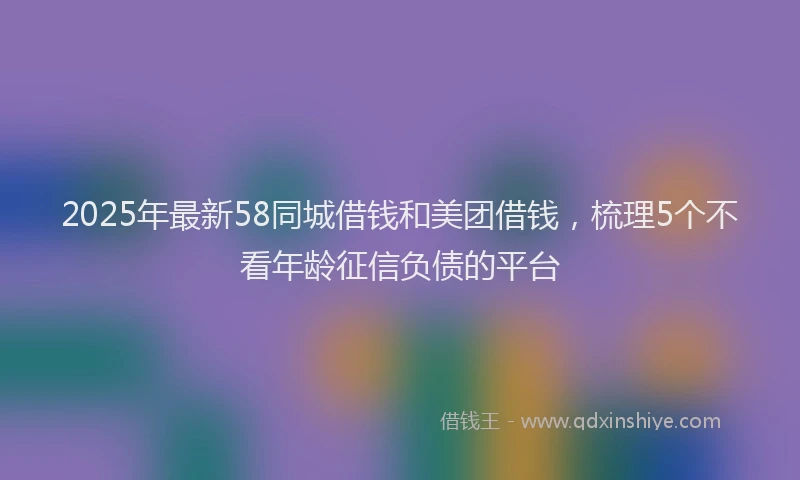 2025年最新58同城借钱和美团借钱，梳理5个不看年龄征信负债的平台