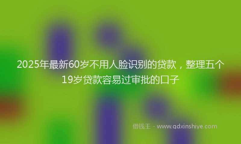 2025年最新60岁不用人脸识别的贷款，整理五个19岁贷款容易过审批的口子