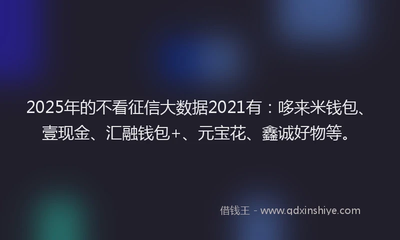 2025年的不看征信大数据2021有：哆来米钱包、壹现金、汇融钱包+、元宝花、鑫诚好物等。