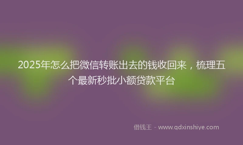 2025年怎么把微信转账出去的钱收回来，梳理五个最新秒批小额贷款平台