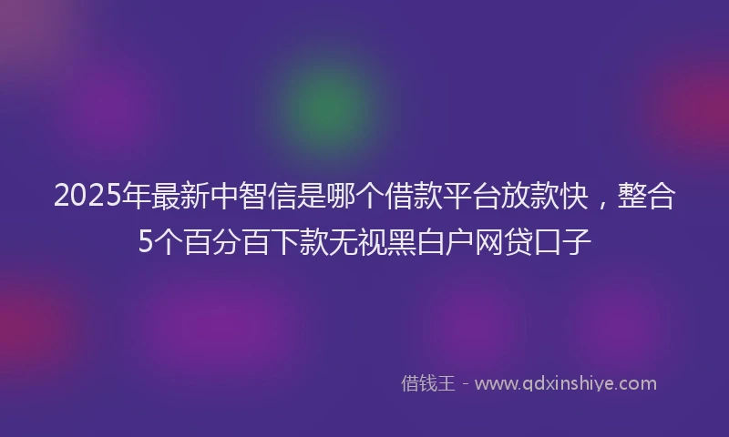2025年最新中智信是哪个借款平台放款快，整合5个百分百下款无视黑白户网贷口子