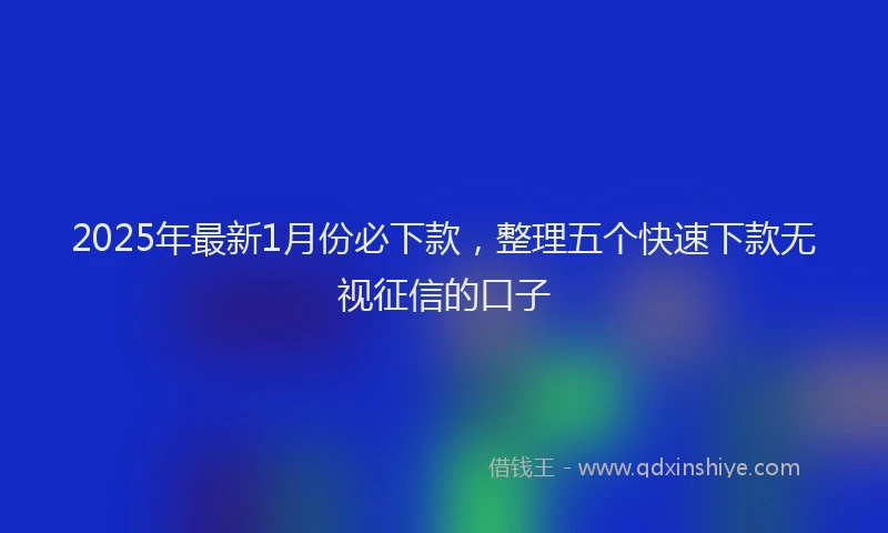2025年最新1月份必下款，整理五个快速下款无视征信的口子