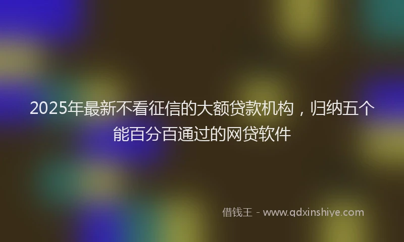 2025年最新不看征信的大额贷款机构，归纳五个能百分百通过的网贷软件
