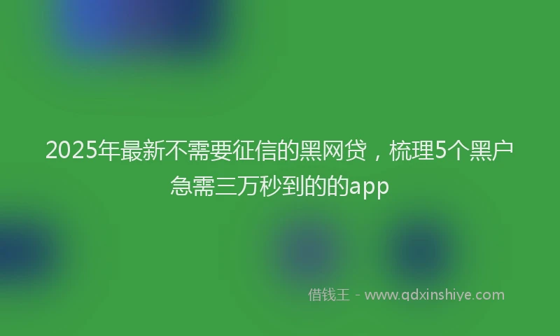 2025年最新不需要征信的黑网贷，梳理5个黑户急需三万秒到的的app