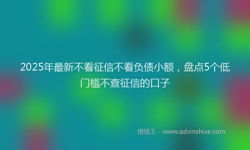 2025年最新不看征信不看负债小额，盘点5个低门槛不查征信的口子
