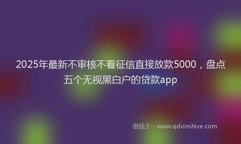 2025年最新不审核不看征信直接放款5000，盘点五个无视黑白户的贷款app