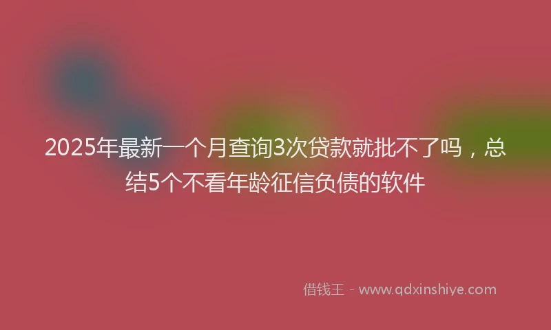 2025年最新一个月查询3次贷款就批不了吗，总结5个不看年龄征信负债的软件