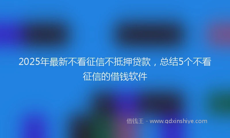 2025年最新不看征信不抵押贷款，总结5个不看征信的借钱软件