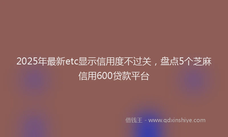 2025年最新etc显示信用度不过关，盘点5个芝麻信用600贷款平台