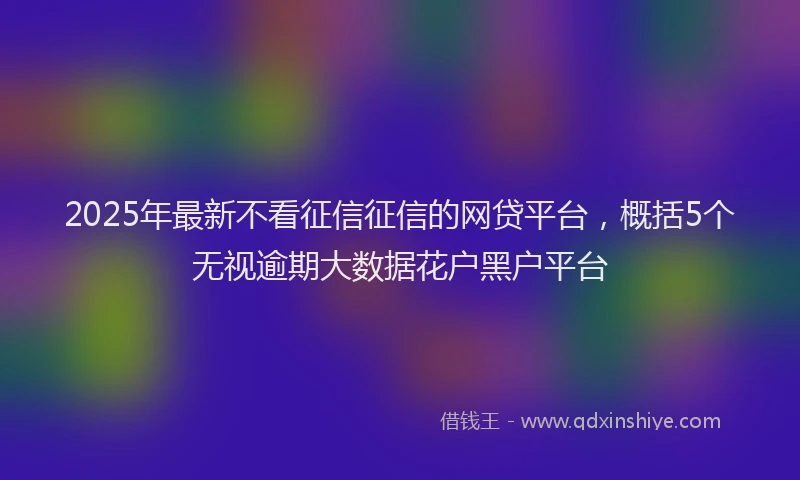 2025年最新不看征信征信的网贷平台，概括5个无视逾期大数据花户黑户平台