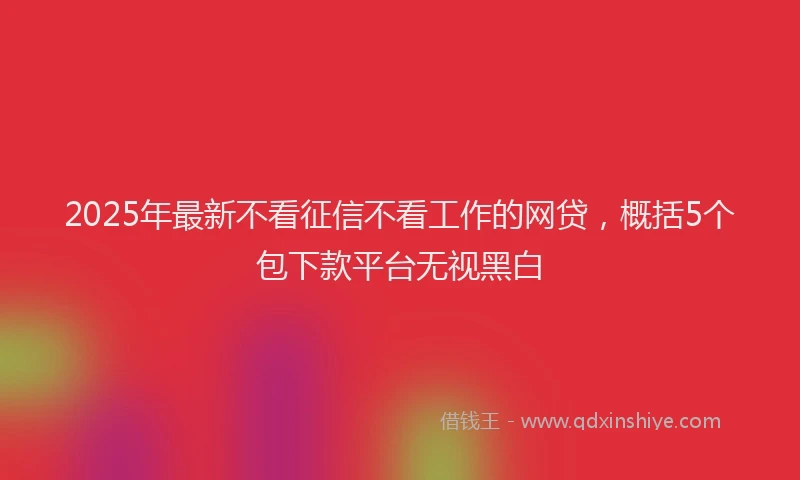 2025年最新不看征信不看工作的网贷，概括5个包下款平台无视黑白