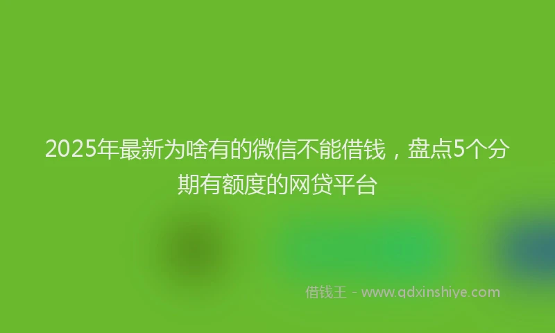 2025年最新为啥有的微信不能借钱，盘点5个分期有额度的网贷平台