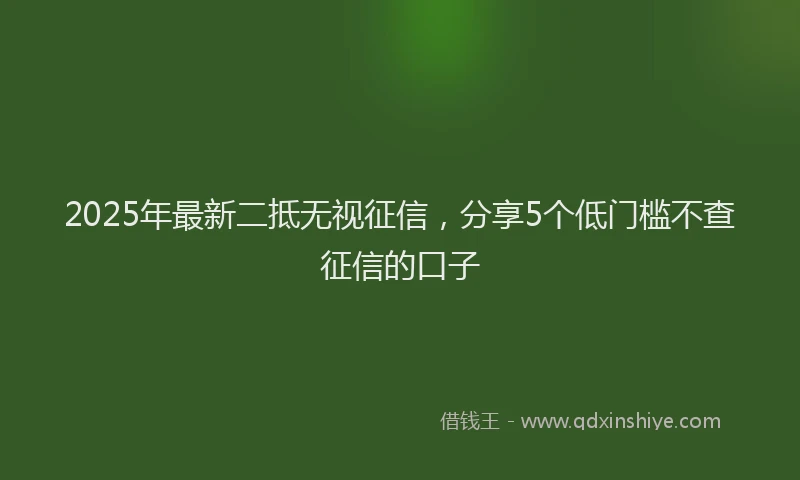 2025年最新二抵无视征信，分享5个低门槛不查征信的口子