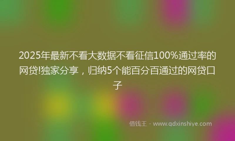 2025年最新不看大数据不看征信100%通过率的网贷!独家分享，归纳5个能百分百通过的网贷口子
