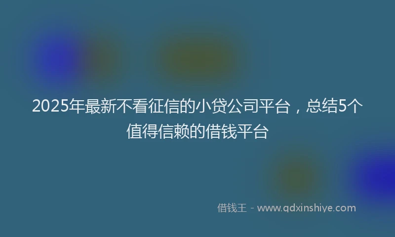 2025年最新不看征信的小贷公司平台，总结5个值得信赖的借钱平台