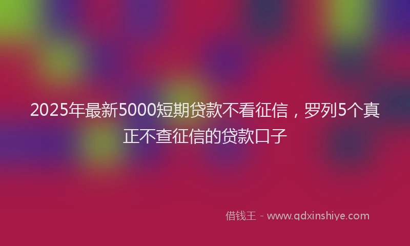 2025年最新5000短期贷款不看征信，罗列5个真正不查征信的贷款口子