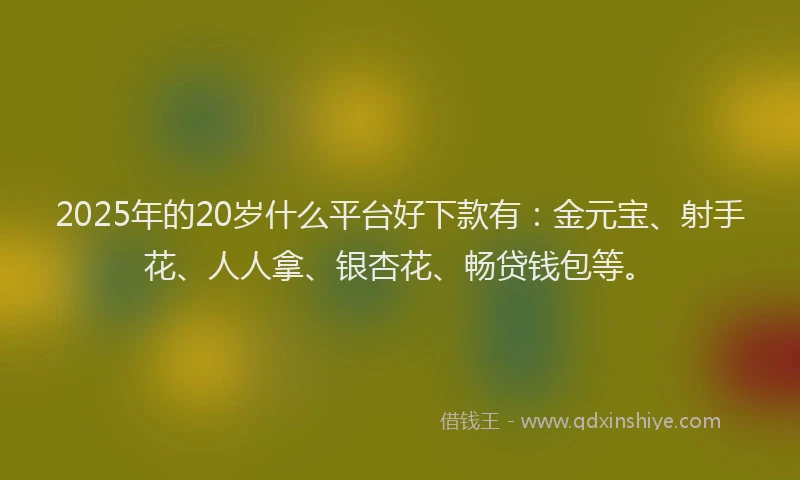 2025年的20岁什么平台好下款有：金元宝、射手花、人人拿、银杏花、畅贷钱包等。