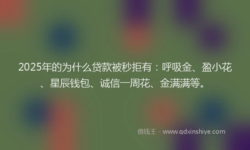 2025年的为什么贷款被秒拒有：呼吸金、盈小花、星辰钱包、诚信一周花、金满满等。