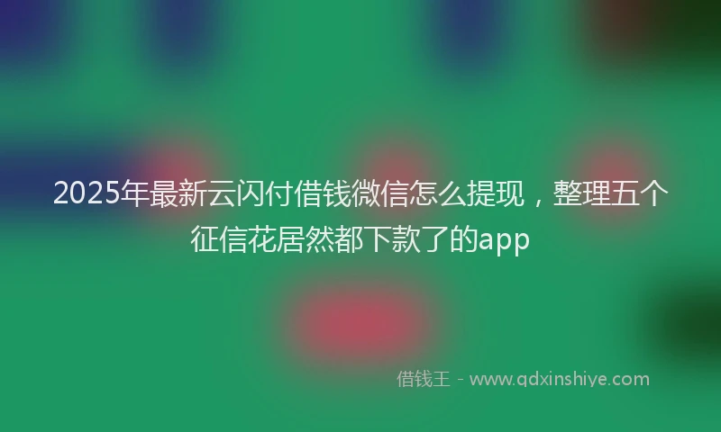 2025年最新云闪付借钱微信怎么提现，整理五个征信花居然都下款了的app