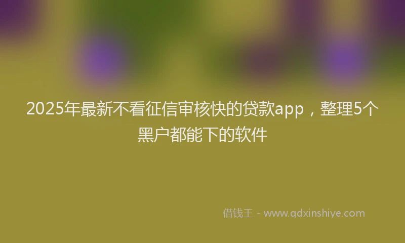 2025年最新不看征信审核快的贷款app，整理5个黑户都能下的软件