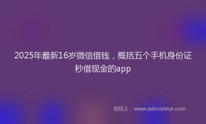 2025年最新16岁微信借钱，概括五个手机身份证秒借现金的app